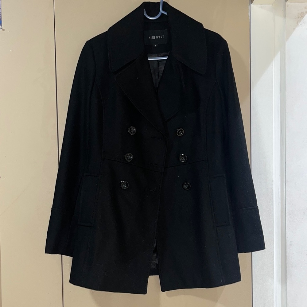 Nine West Double-Breasted Black Pea Coat